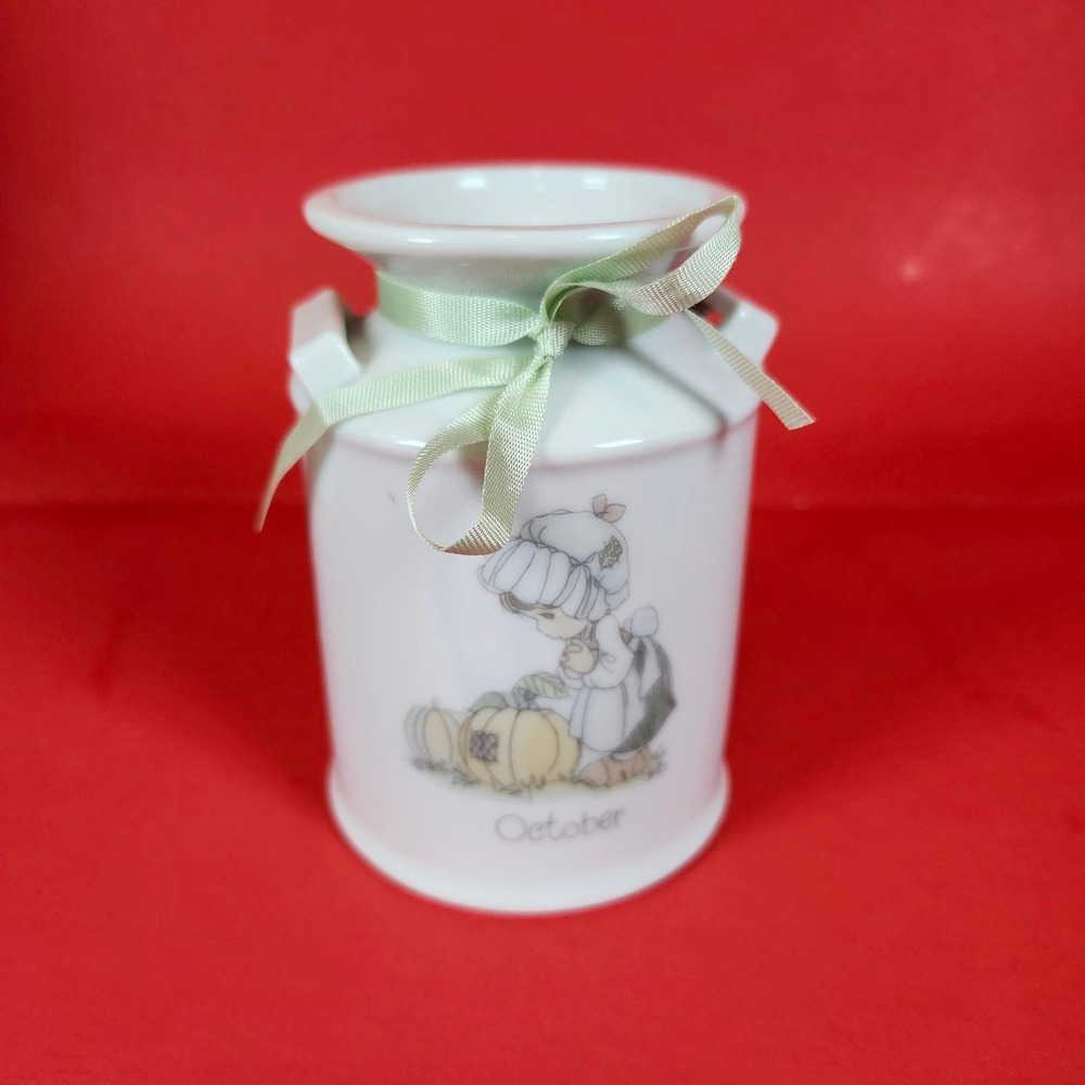 Precious Moments October Milk Can Jar Enesco Ceramic 1988 Fall Harvest‎ Decor